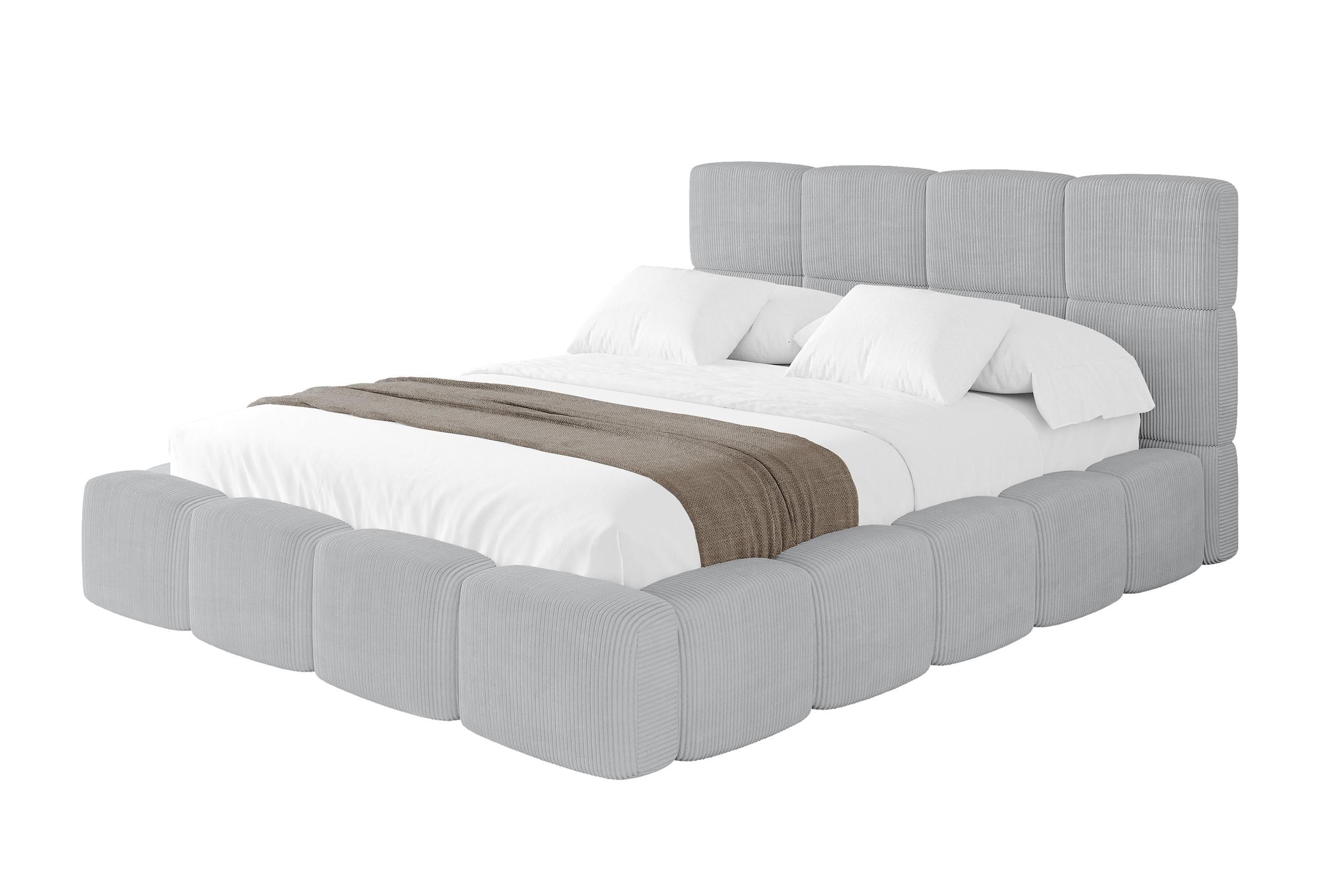 POLSTERBETT mit Bettkasten und Lattenrost, Bett mit Matratze H3/H4, Kopfteil, Boxbett, Doppelbett mit Stauraum - NATA 160x200 Grau - Graphitfarben, Holzwerkstoff/Textil (160/200cm) - ALTDECOR