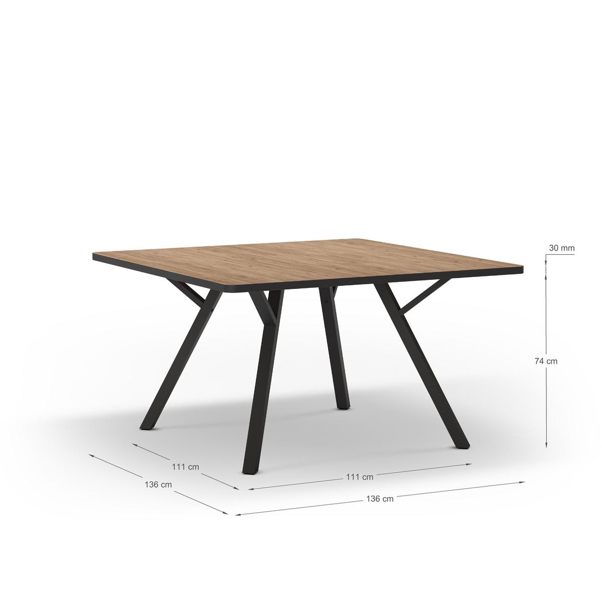 ESSTISCH Beni Braun 136/136/77 cm - Braun, Keramik (136/136/77cm) - Calicosy