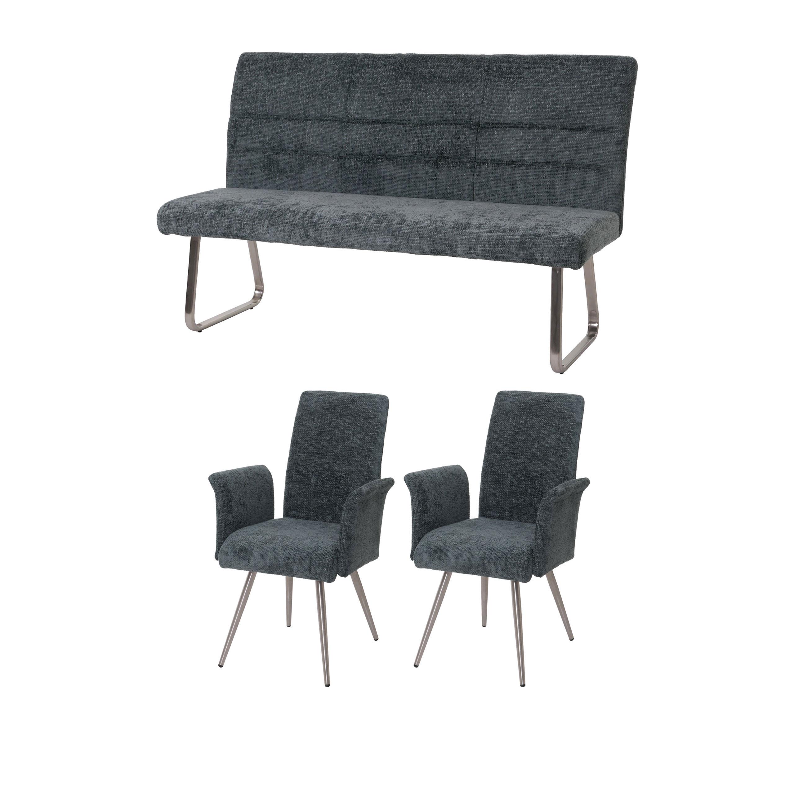 ESSZIMMER-SET Blau 3er-Set - Blau, Textil (160/100/65cm) - MCW