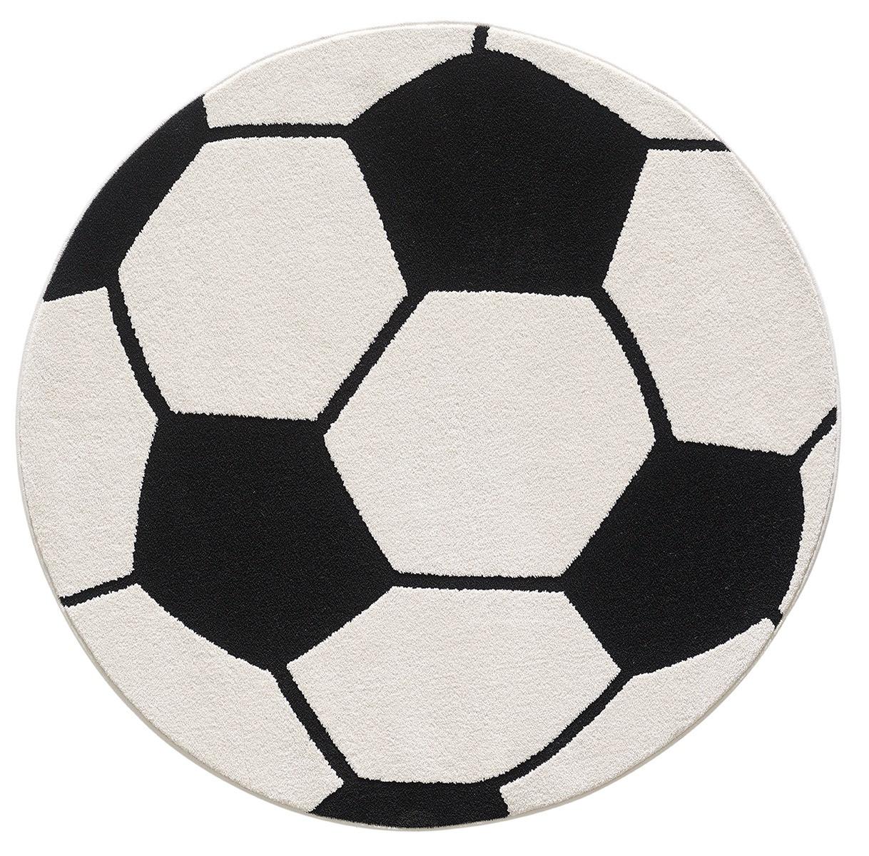 KINDERTEPPICH Kurzflor Fußball CANAZEI Polypropylen Schwarz-Weiß 80 x 80 cm - Multicolor, Textil (80/80cm) - KADIMA DESIGN