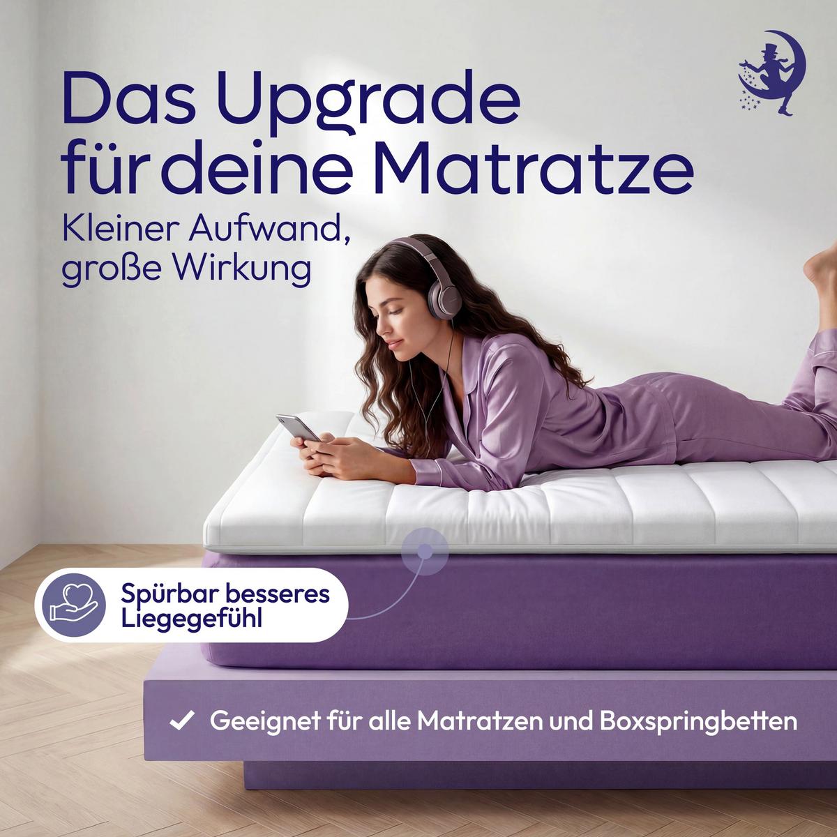 BOXSPRINGTOPPER Kaltschaum 80x190 cm – 5 cm Matratzentopper für weicheren Liegekomfort - Weiß, Textil (80/190cm) - Mister Sandman