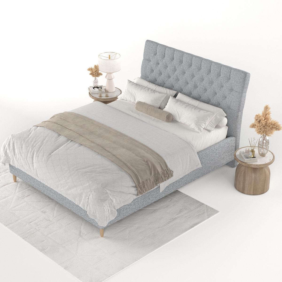 POLSTERBETT Lira 120/200 cm Grau im Riva Stoff - Naturfarben/Grau, Holz/Holzwerkstoff (120/200cm) - AltaBeds