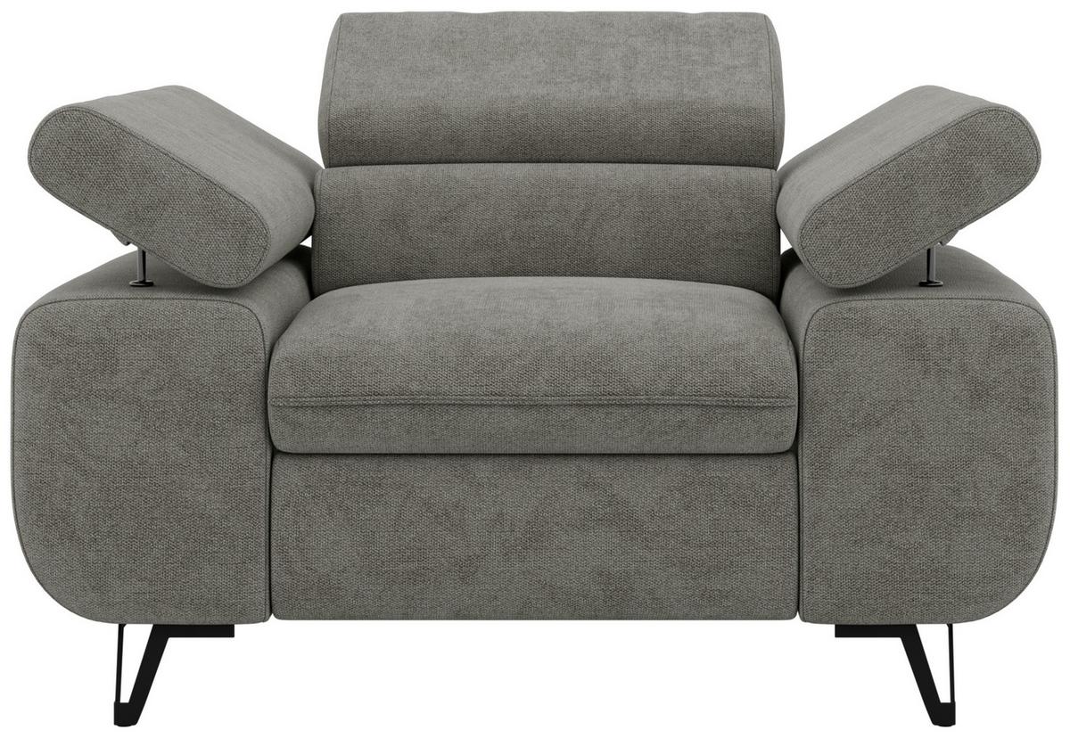 SESSEL PETER 1 - Grau Stukture - Graphitfarben/Schwarz, Textil/Metall (126/76/99cm) - MKS