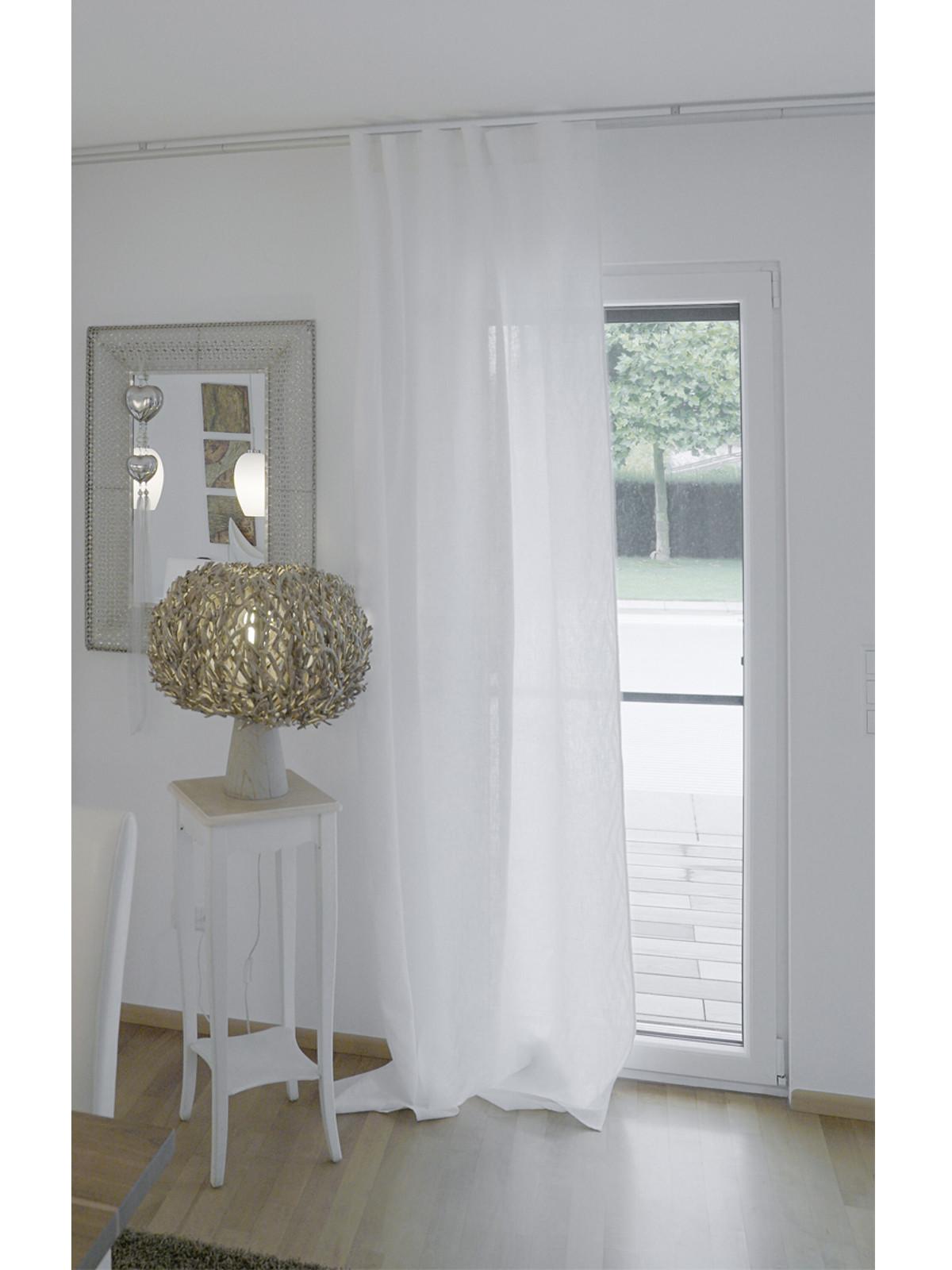 SCHLAUFENVORHANG reines Leinen mit verdeckten Schlaufen stonewash-weiß 135/245 cm - Weiß, Naturmaterialien (135/255cm) - beties Heimtextil