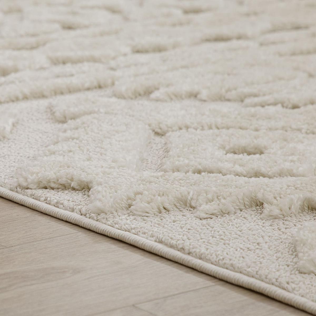 HOCHFLORTEPPICH, mit 3D-Struktur, Florhöhe 30 mm, Creme, 60 x 100 cm - Beige, Textil (60/100cm) - KADIMA DESIGN