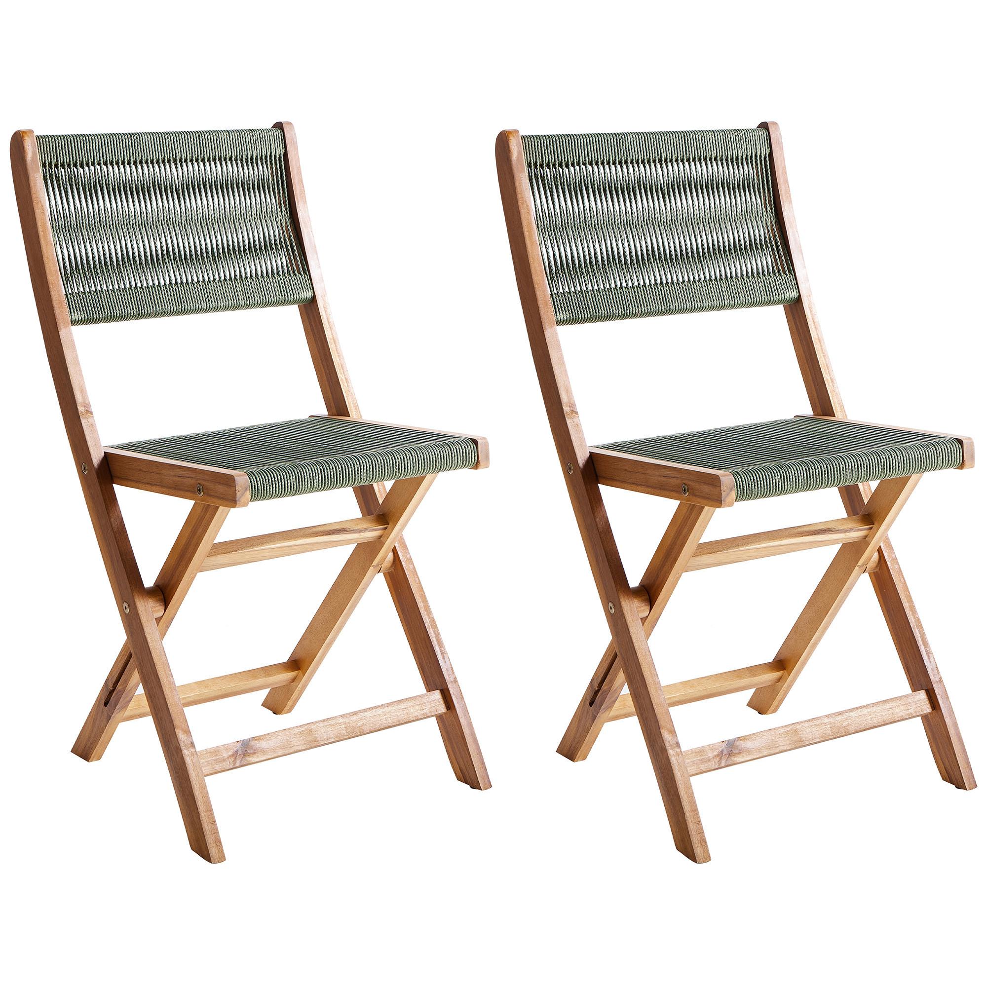 GARTENSTUHL 2er Set Grün Prossedi - Hellbraun/Grün, Holz (42/84/50cm) - Beliani