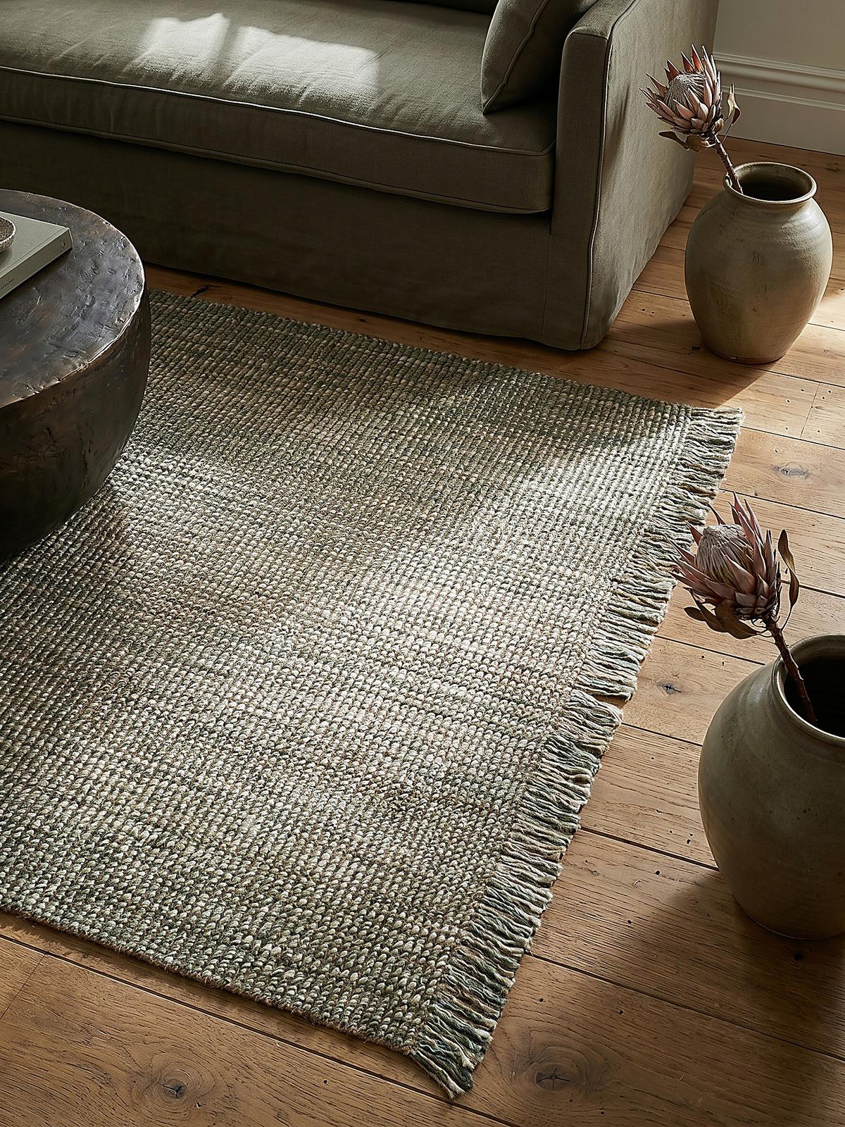 JUTETEPPICH handgewebt WEAVER, einfarbig, Grün, 200 x 290 cm - Grün, Textil (200/290cm) - KADIMA DESIGN