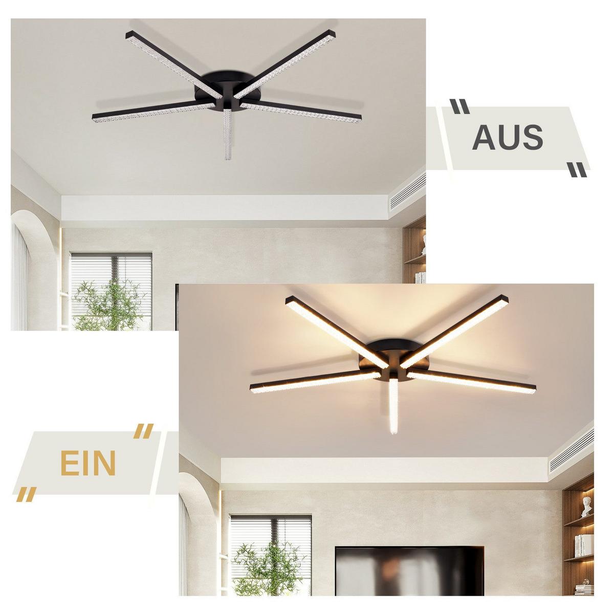 LED-DECKENLEUCHTE Eva 63.3/60.2/4.3 cm - Schwarz, Metall (63.3/60.2/4.3cm) - Nettlife