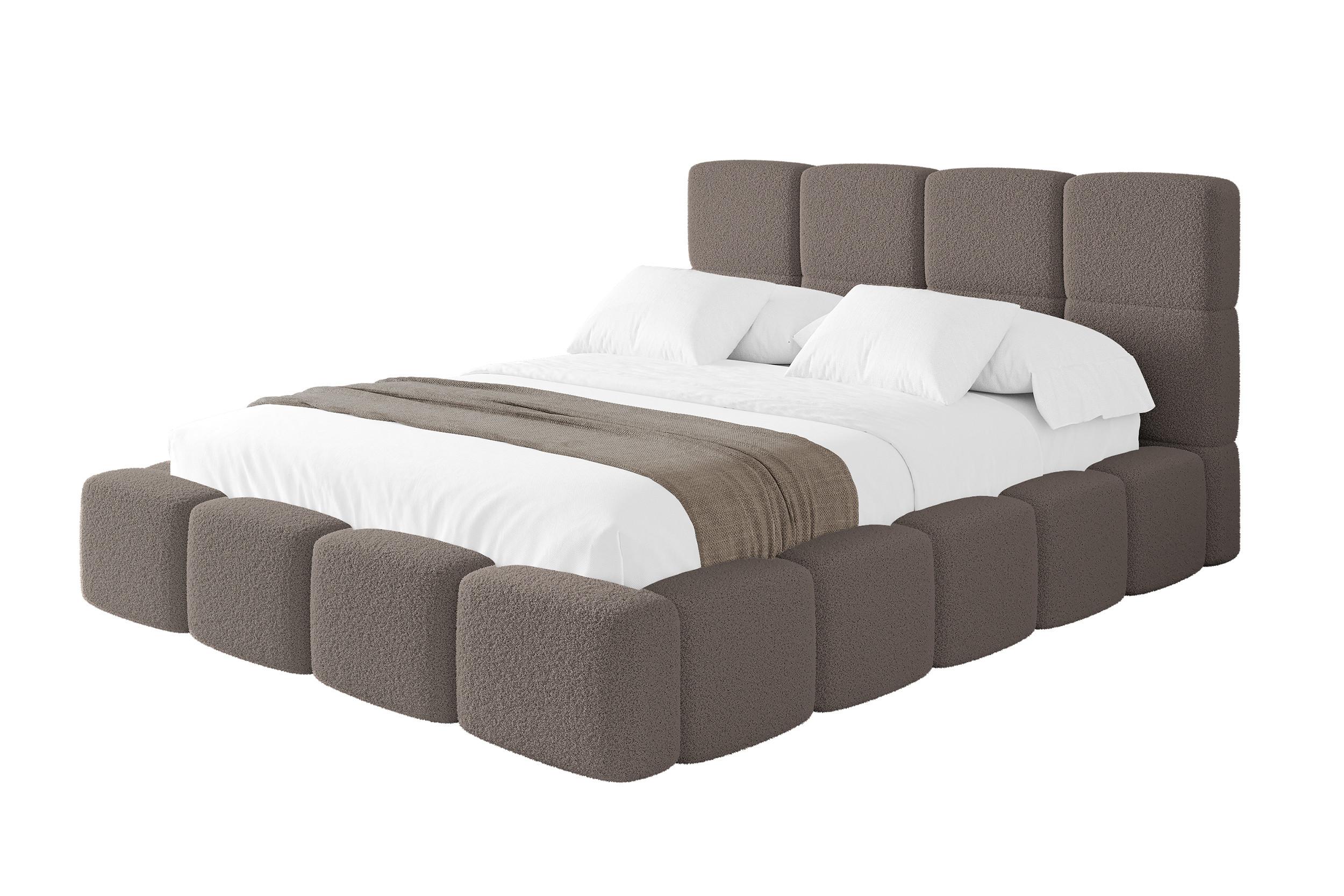 POLSTERBETT mit Bettkasten und Lattenrost mit Kopfteil, Boxbett ohne Matratze, mit Stauraum - NATA 180x200 Braun - Braun, Holzwerkstoff/Textil (180/200cm) - ALTDECOR
