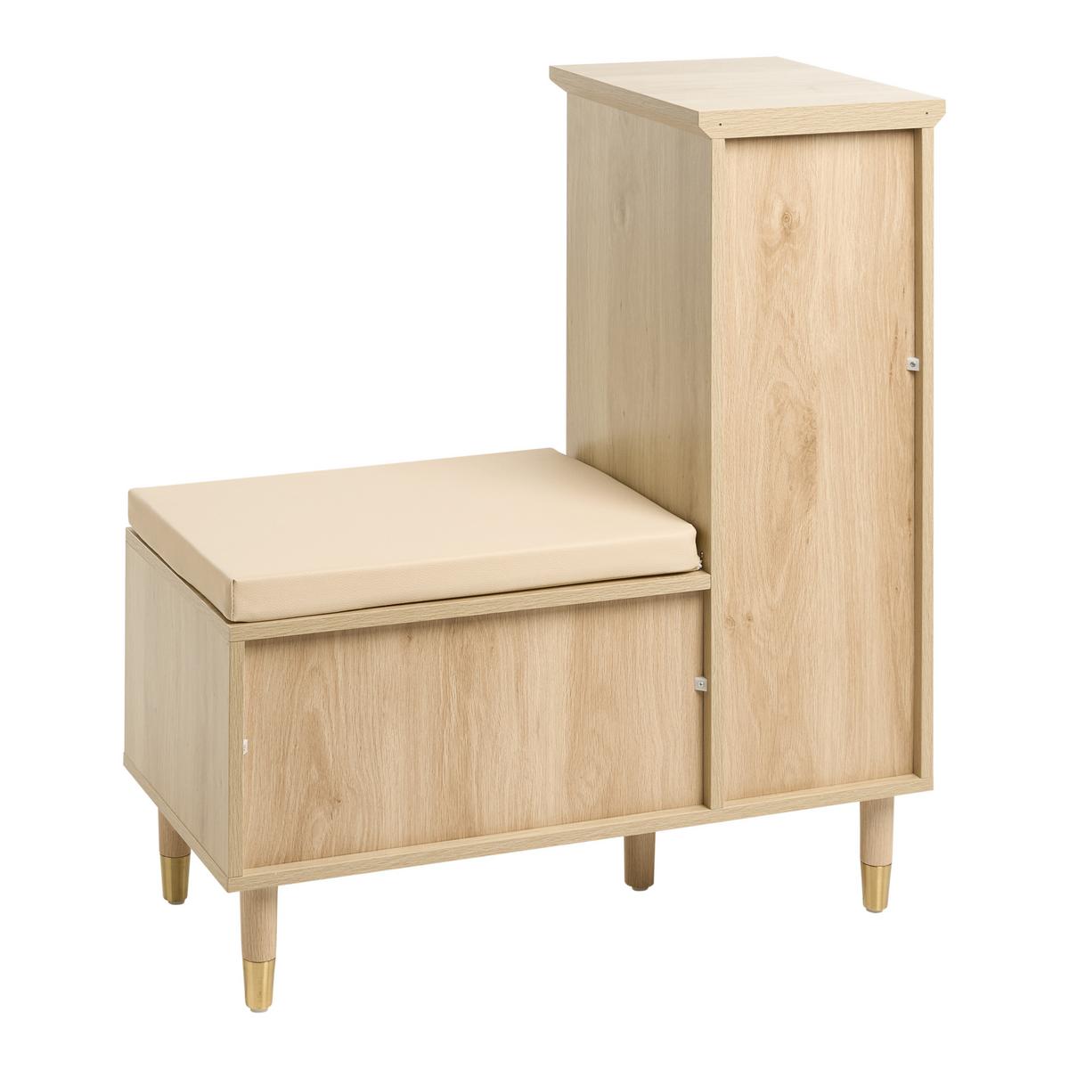 SCHUHBANK mit Stauraum Hellbraun Forster - Hellbraun/Beige, Holzwerkstoff (79/90/37cm) - Beliani