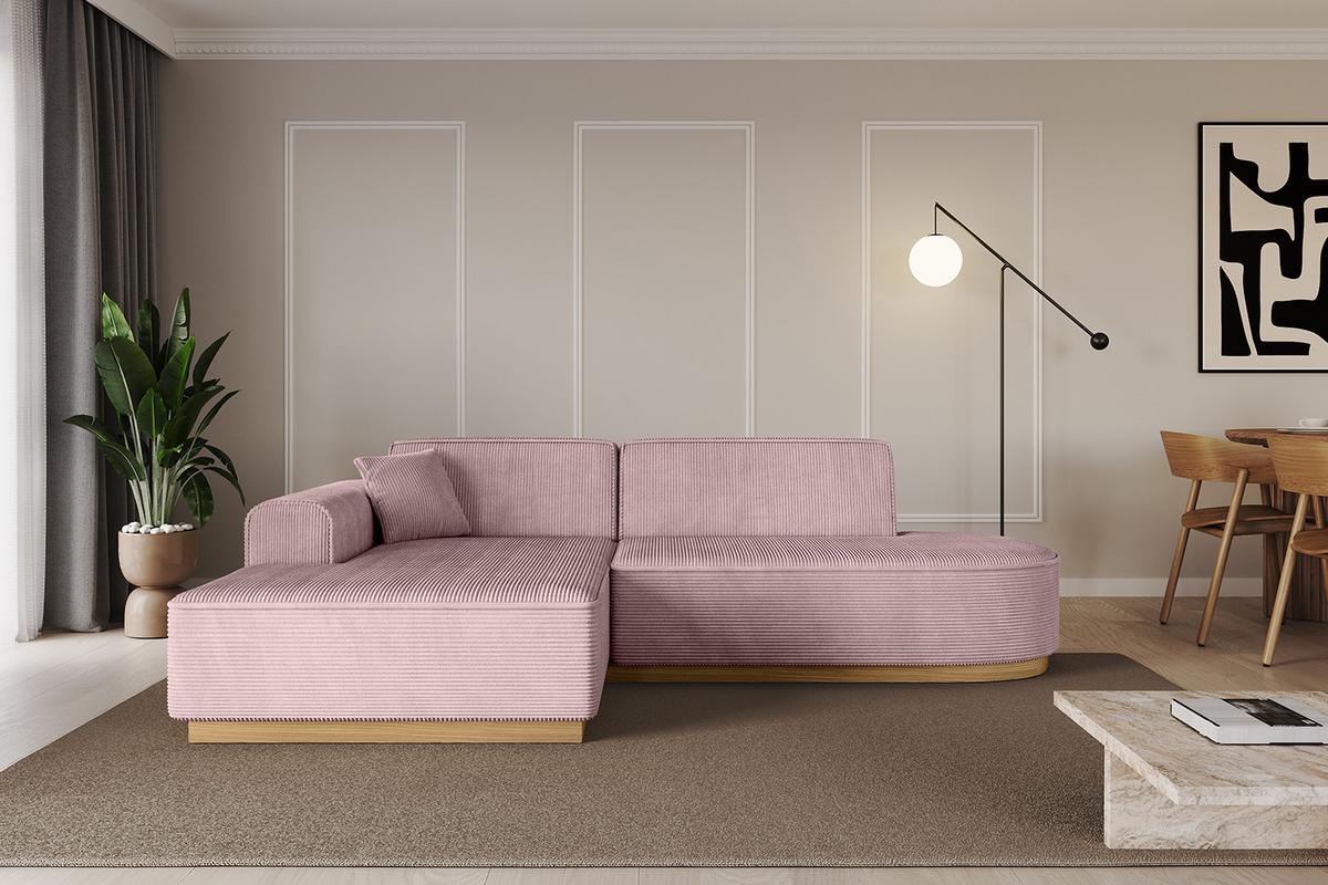 ECKSOFA Ottomane Links IREA-L1-v2 - 232x165x80 cm Rosa - Rosa, Holzwerkstoff/Textil (232/165cm) - ALTDECOR