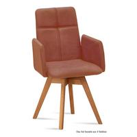 ARMLEHNSTUHL drehbar (4er-Set) Dorey 52x92x60 Eiche geölt/Cognac - Cognac/Eichefarben, Kunststoff (60/92/52cm) - 58aufmkessel