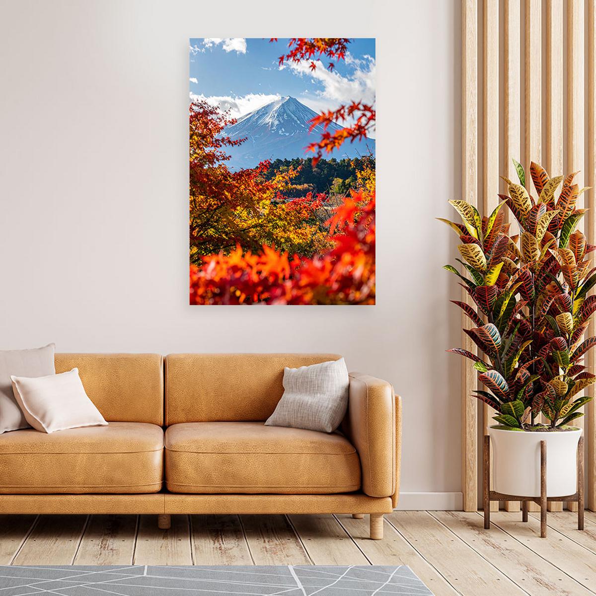 LEINWANDBILD Berg Fuji Landschaft Natur 40x60cm - Multicolor, Textil (40/60cm) - Feeby