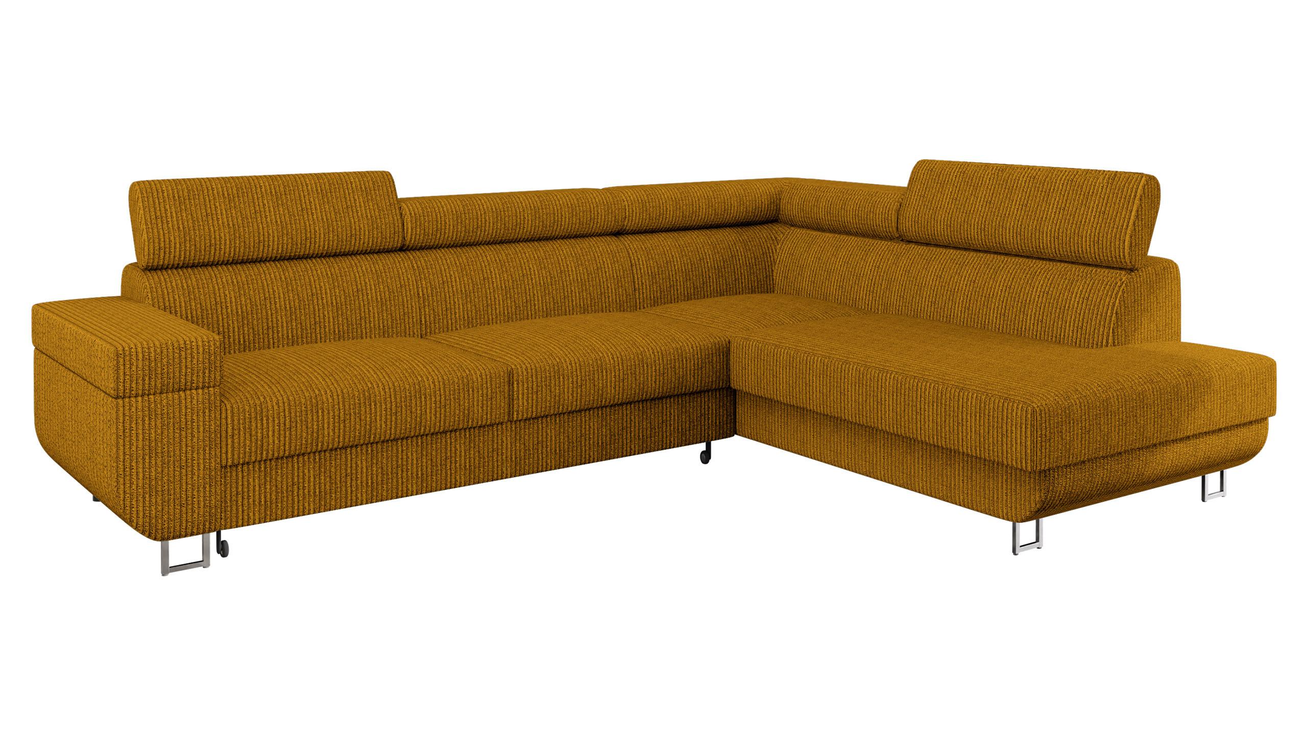 ECKSOFA Fonti Cord, Seite: Rechts - Braun, Holz/Textil (253/188cm) - MIRJAN24