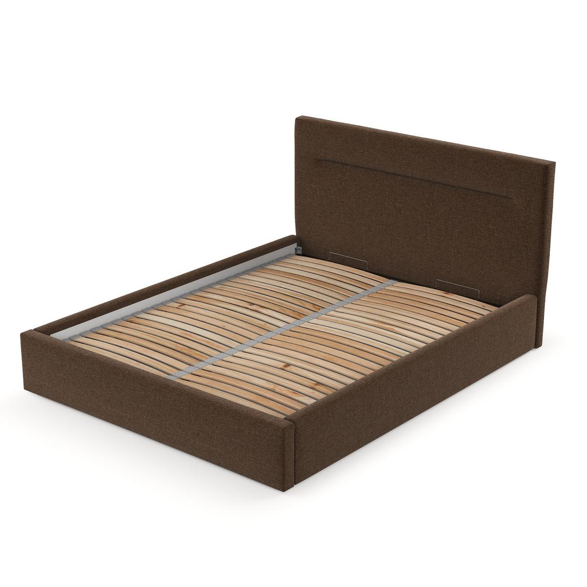 POLSTERBETT Liline 140/200 cm Braun im Inari Stoff - Schwarz/Naturfarben, Holz/Holzwerkstoff (140/200cm) - AltaBeds