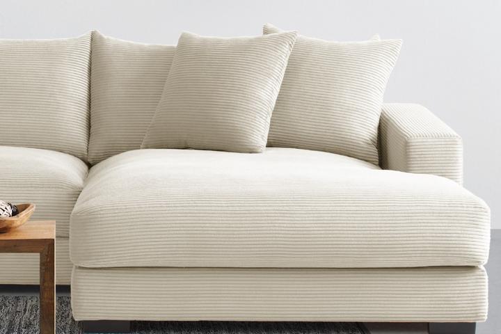 Wohnlandschaft creme inkl. Kissen Bezug Cord breite Sitzfläche