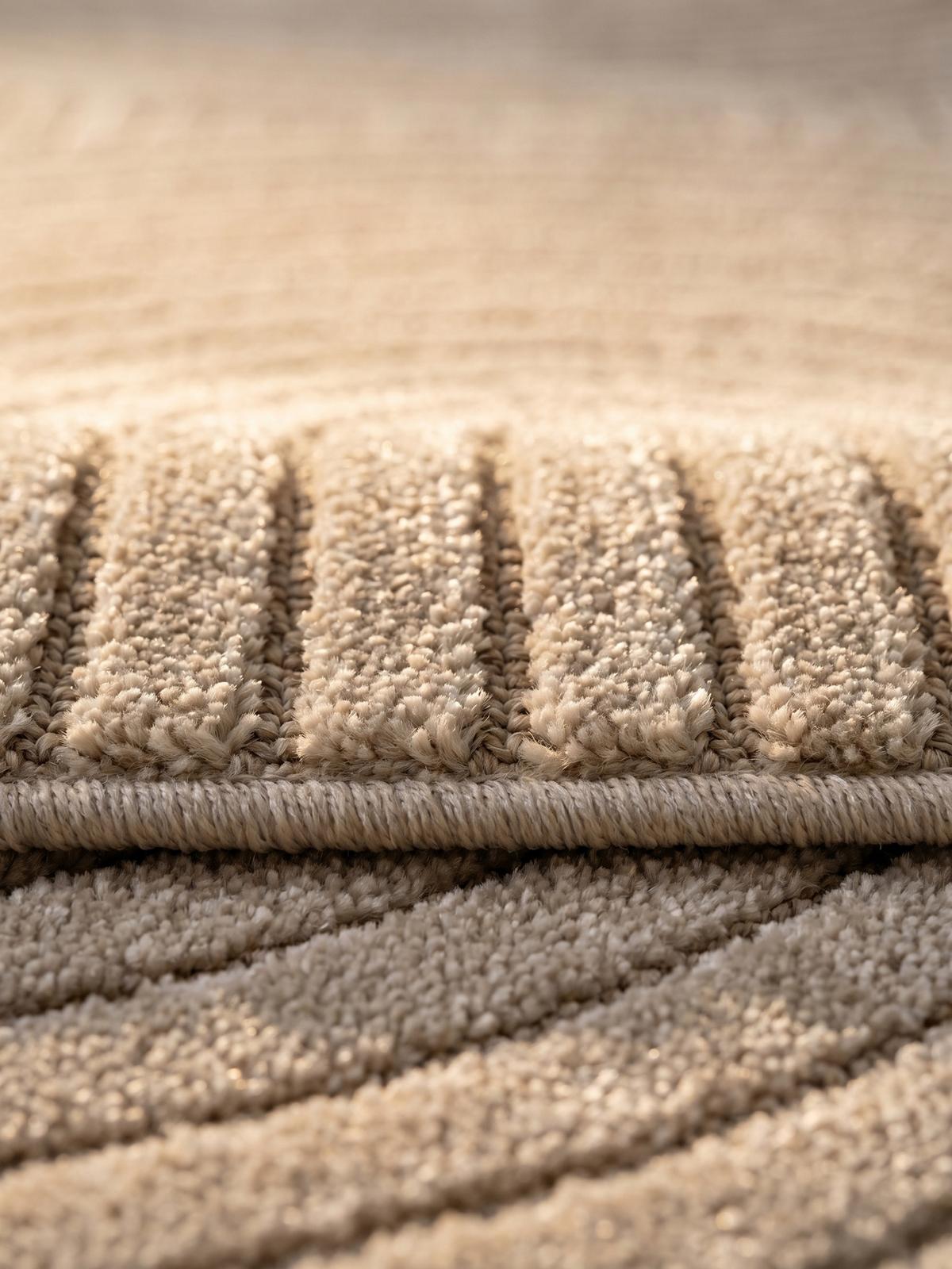 TEPPICH Outdoor ENGADIN in Beige, im Skandi-Stil mit 3D-Design, Ø 120 cm - Beige, Textil (120/120cm) - KADIMA DESIGN