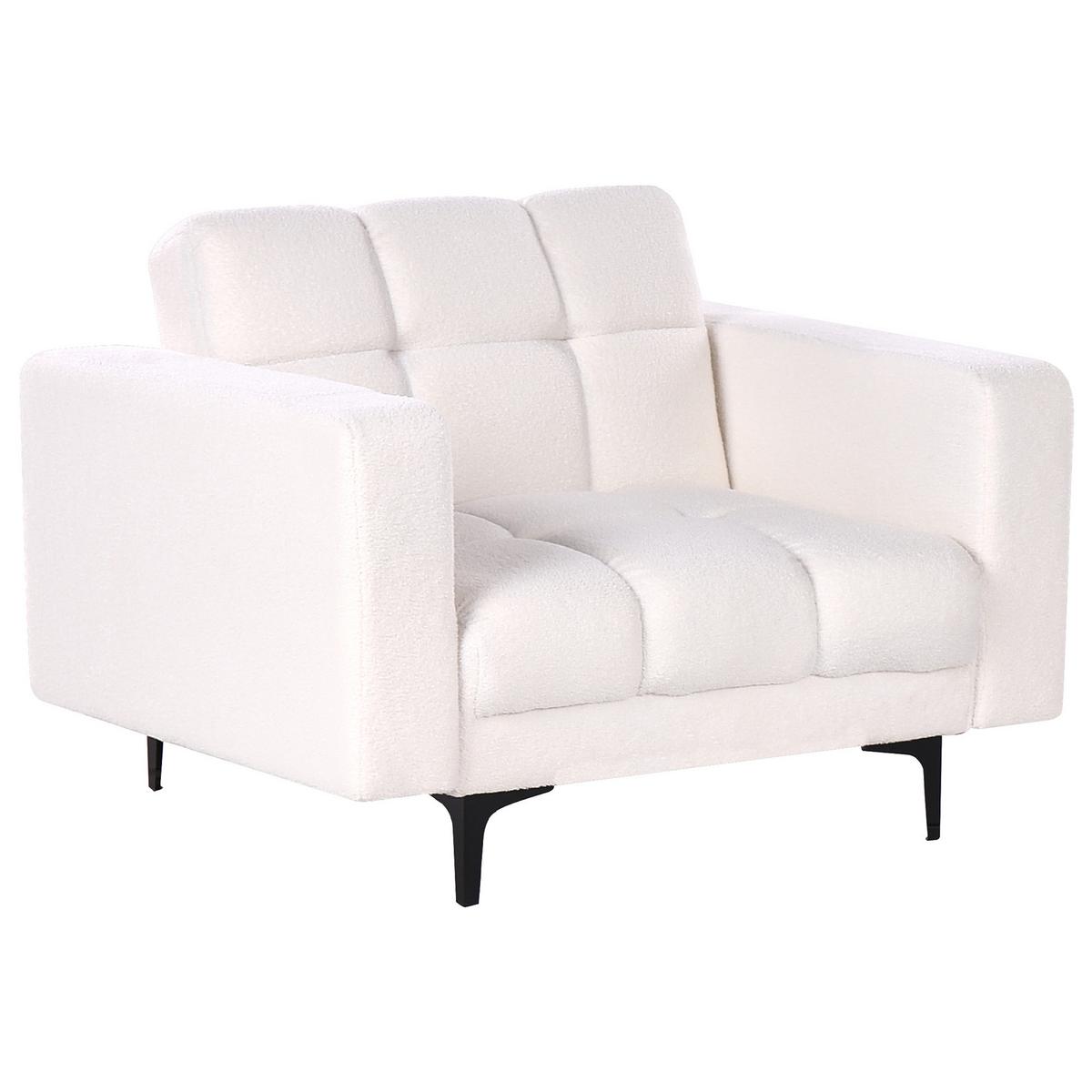 SESSEL Bouclé Weiß Alnes - Weiß, Textil (110/77/89cm) - Beliani