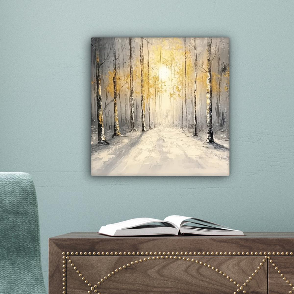 LEINWANDBILD Winter - Abstrakt - Schnee - Natur - Sonne Deko Wohnzimmer 20x20 cm - Grau, Textil (20/20cm) - MuchoWow