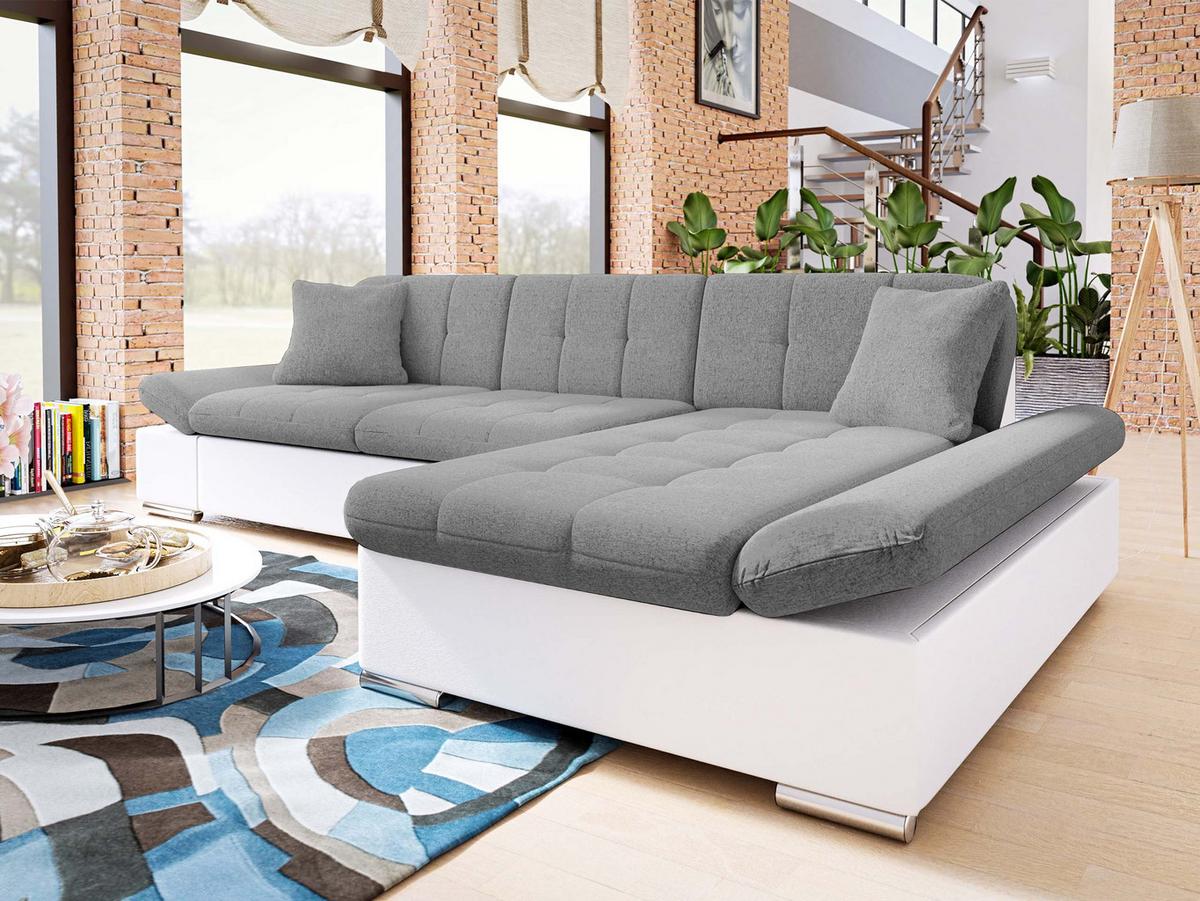 ECKSOFA Malwi, Seite: Rechts - Weiß/Grau, Holz/Textil (278/161cm) - MIRJAN24