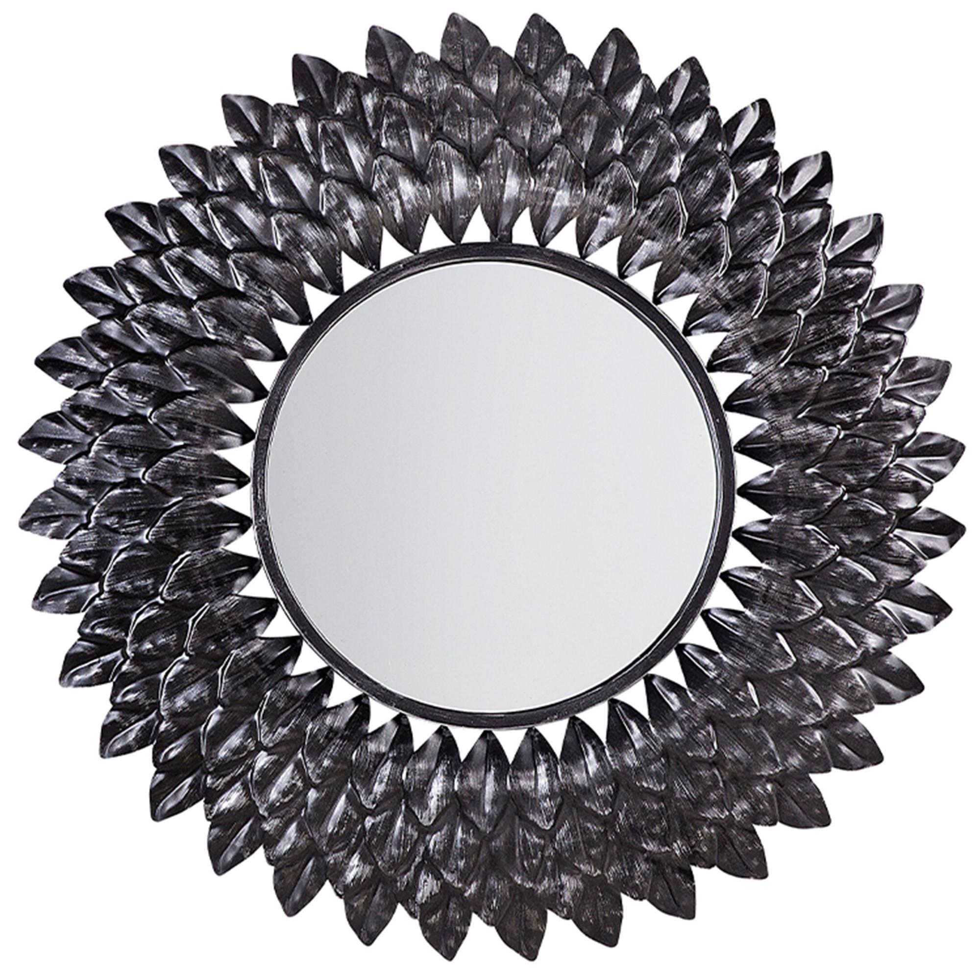 WANDSPIEGEL altsilber rund 70 cm Larrau - Silberfarben, Metall (70/70/4cm) - Beliani