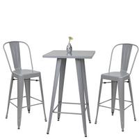 STEHTISCH-SET METALL eckig Grau 3er-Set - Grau, Metall (60/60/105cm) - MCW
