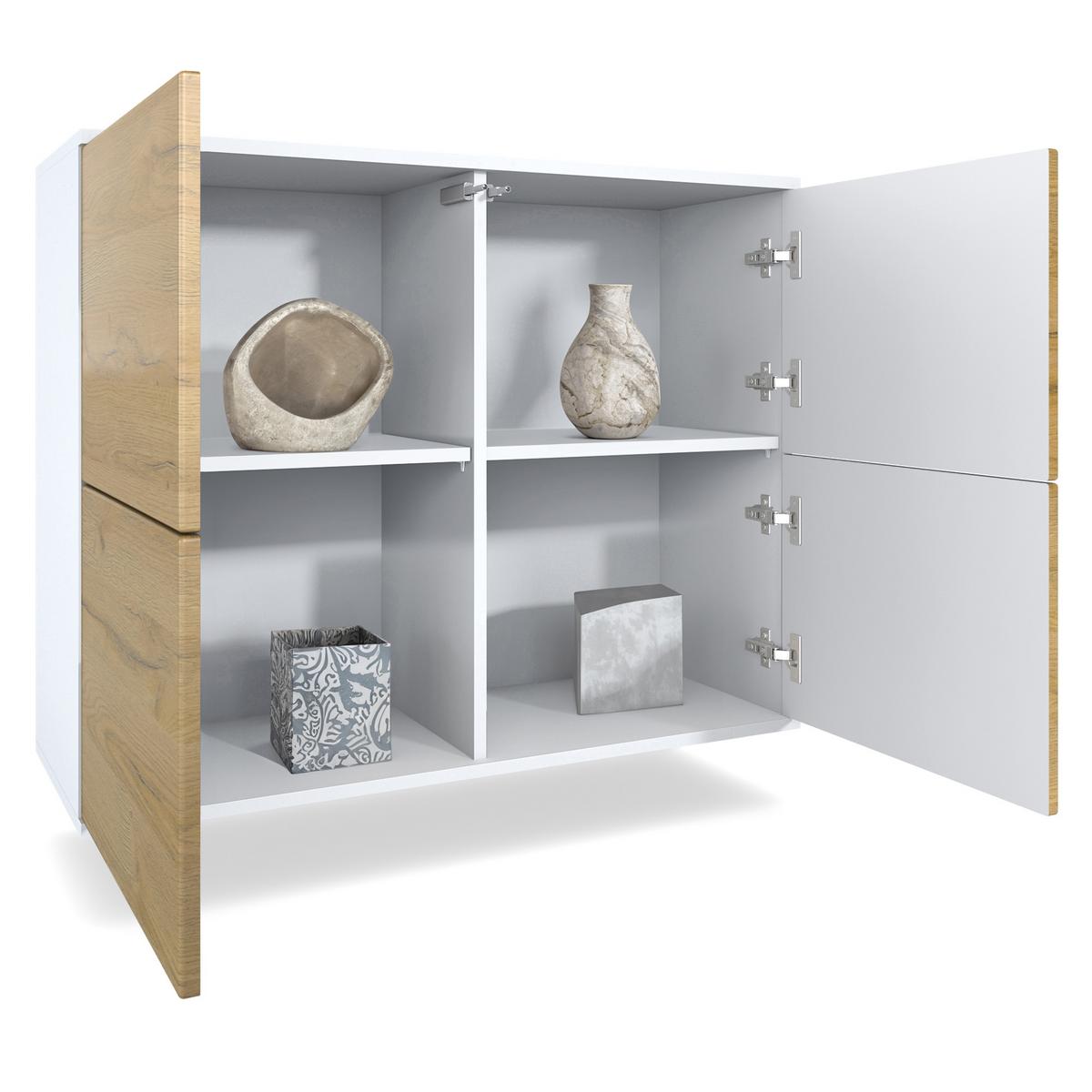 KOMMODE Rova Creme Hochglanz - Creme, Holzwerkstoff (92.5/73.5/35cm) - Vladon