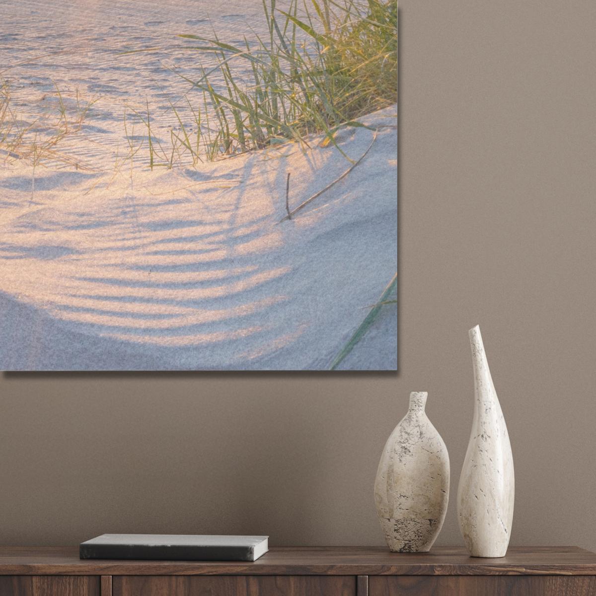 AKUSTIKBILD Strand - Sonne - Düne - Gras - Sand - Horizont Wandbilder 60x80 cm - Hellblau, Kunststoff (60/80/0.9cm) - MuchoWow