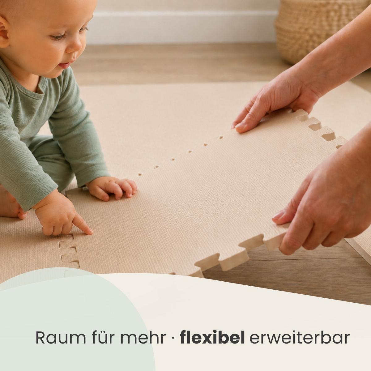 SPIELMATTE ab Null - 90/90/1 cm Puzzlematte Beige - Beige, Kunststoff (30/30cm) - Littletom
