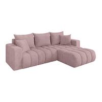 ECKSOFA mit Schlaffunktion Ottomane Rechts MILA-L-v1 277x195x86 Rosa Cord - Schwarz/Rosa, Holzwerkstoff/Kunststoff (277/194cm) - ALTDECOR