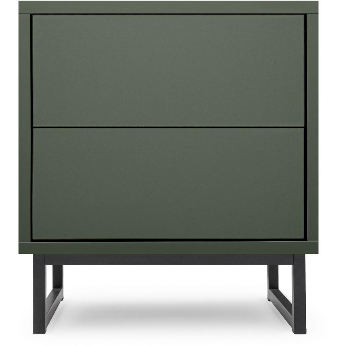 NACHTTISCH Giana mit 2 Schubladen, 43 cm, Flaschengrün - Dunkelgrün/Schwarz, Holzwerkstoff (43/48.5/34cm) - Beautysofa