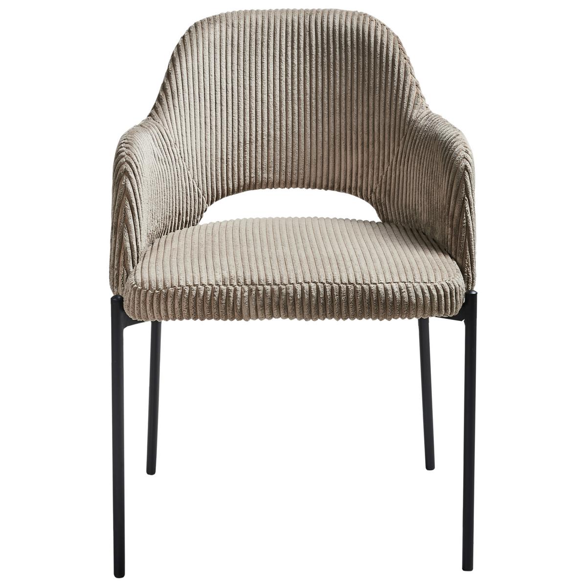 ESSZIMMERSTUHL 2er-Set Cord Taupe Raton - Taupe, Textil (53/81/55cm) - Beliani