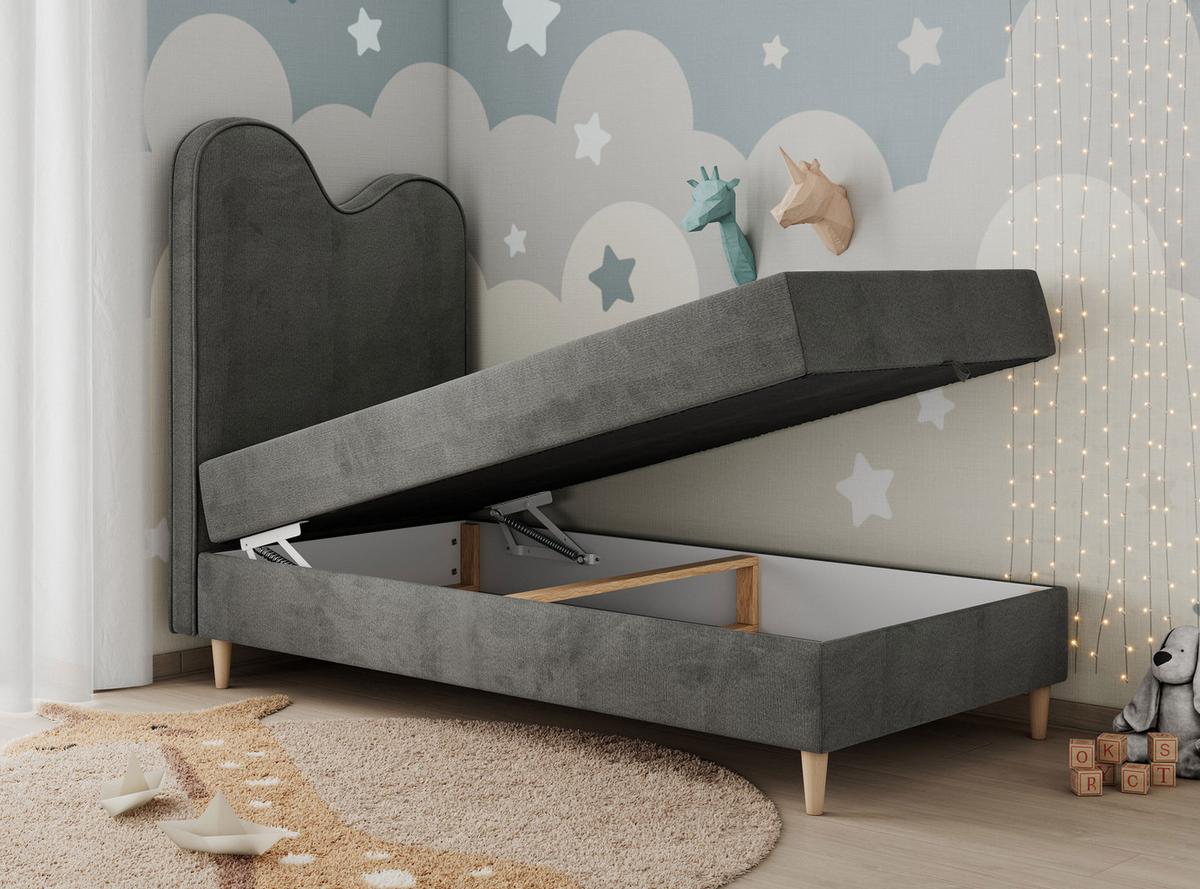 BOXBETT FLOW 90/180 Dunkelgrau Velvet hydrophob - H3 - Dunkelgrau, Holz/Textil (90/180cm) - MKS