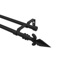 GARDINENSTANGE Olymp Matteo 100 cm, 2-läufig (ohne Ringe), 16 mm Ø Schwarz - Schwarz, Metall (100cm) - INTERDECO