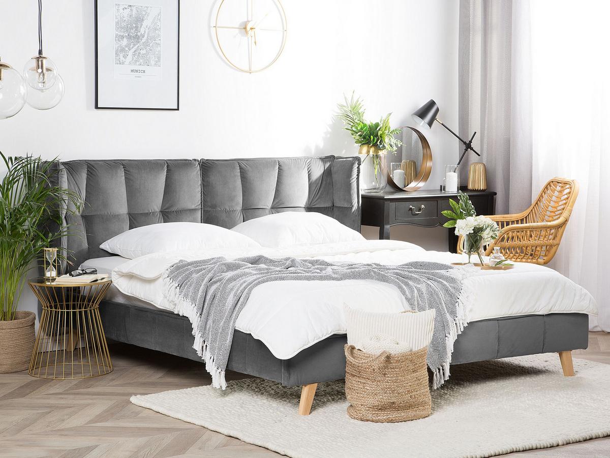 POLSTERBETT mit Lattenrost 160x200 cm Grau Senlis - Grau, Textil (160/200cm) - Beliani