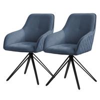 ESSZIMMERSTUHL 2er Set drehbar Blau Webstoff - Blau/Schwarz, Textil/Metall (61/84.5/57cm) - ML-DESIGN