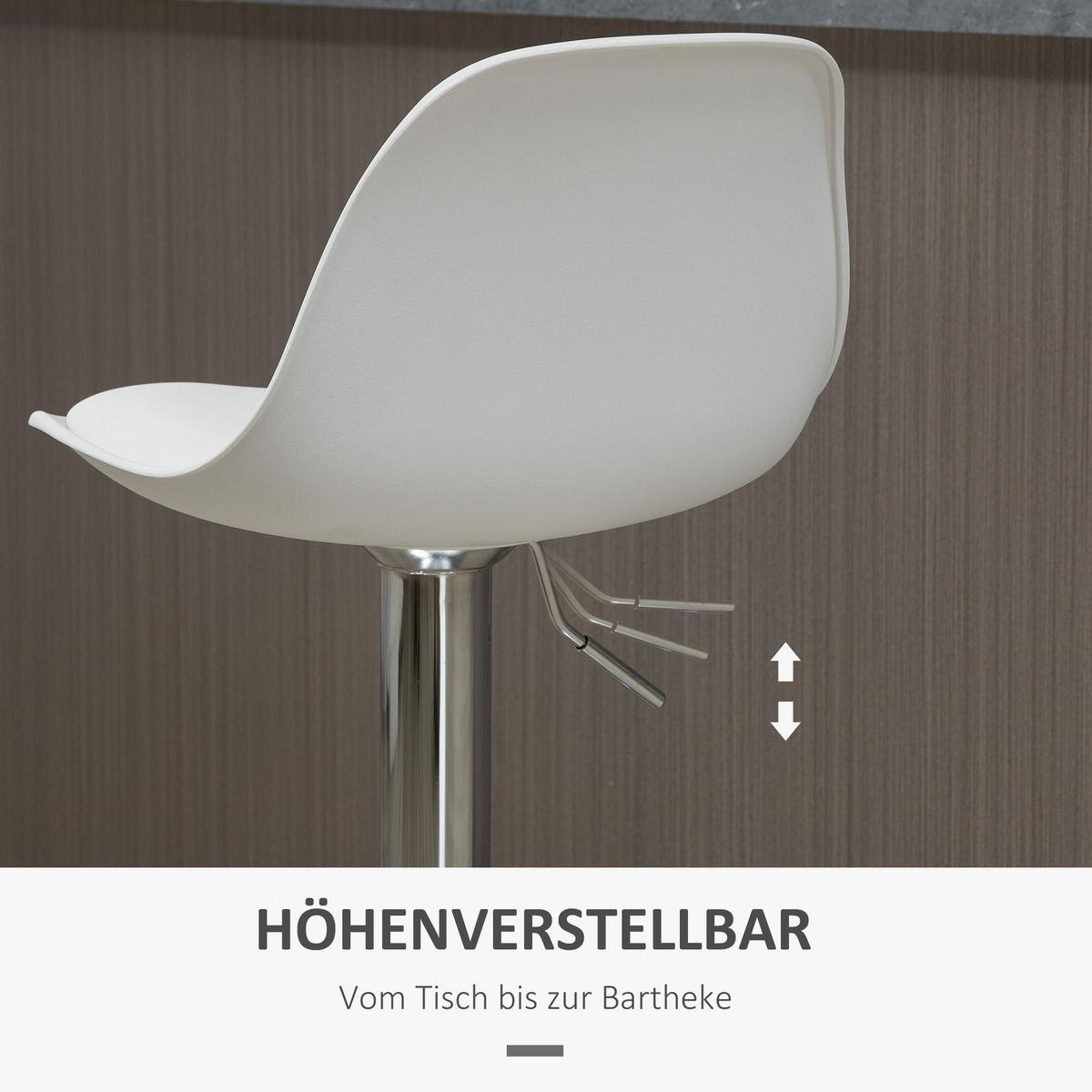 BARHOCKER 2er-Set mit modernem Design bis 120 kg(Ein Stuhl) Barstühle Weiß - Weiß, Kunststoff (42/104/41cm) - HOMCOM