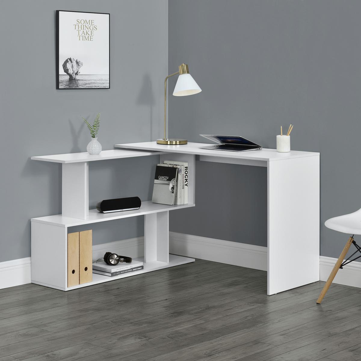 SCHREIBTISCH Arendal - Weiß, Holzwerkstoff (50/120/76.5cm) - [en.casa]