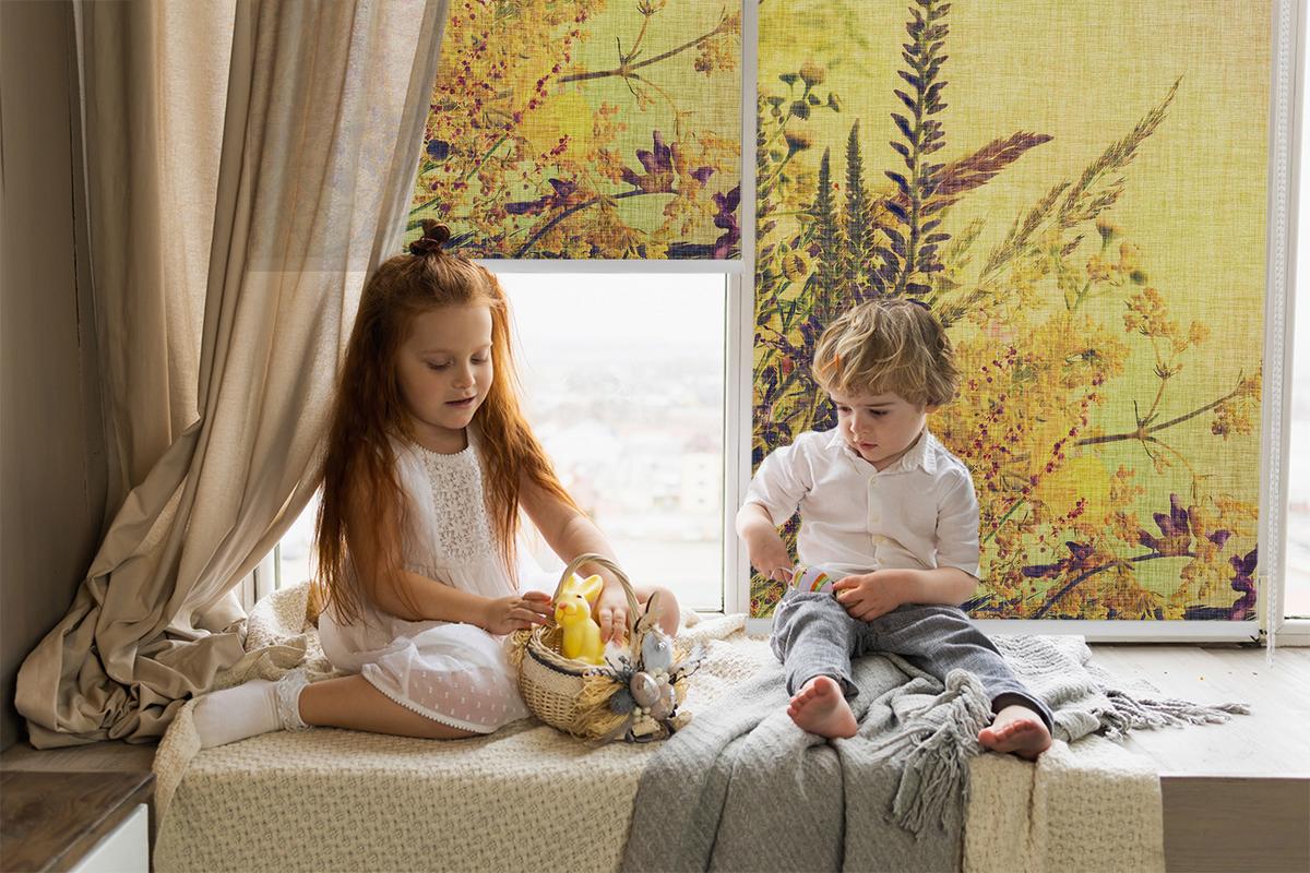 INNENROLLO - Fensterrollo - Rollo - 80x180 cm - Pflanzen - Gelb, Kunststoff (80/180/0.5cm) - TULUP