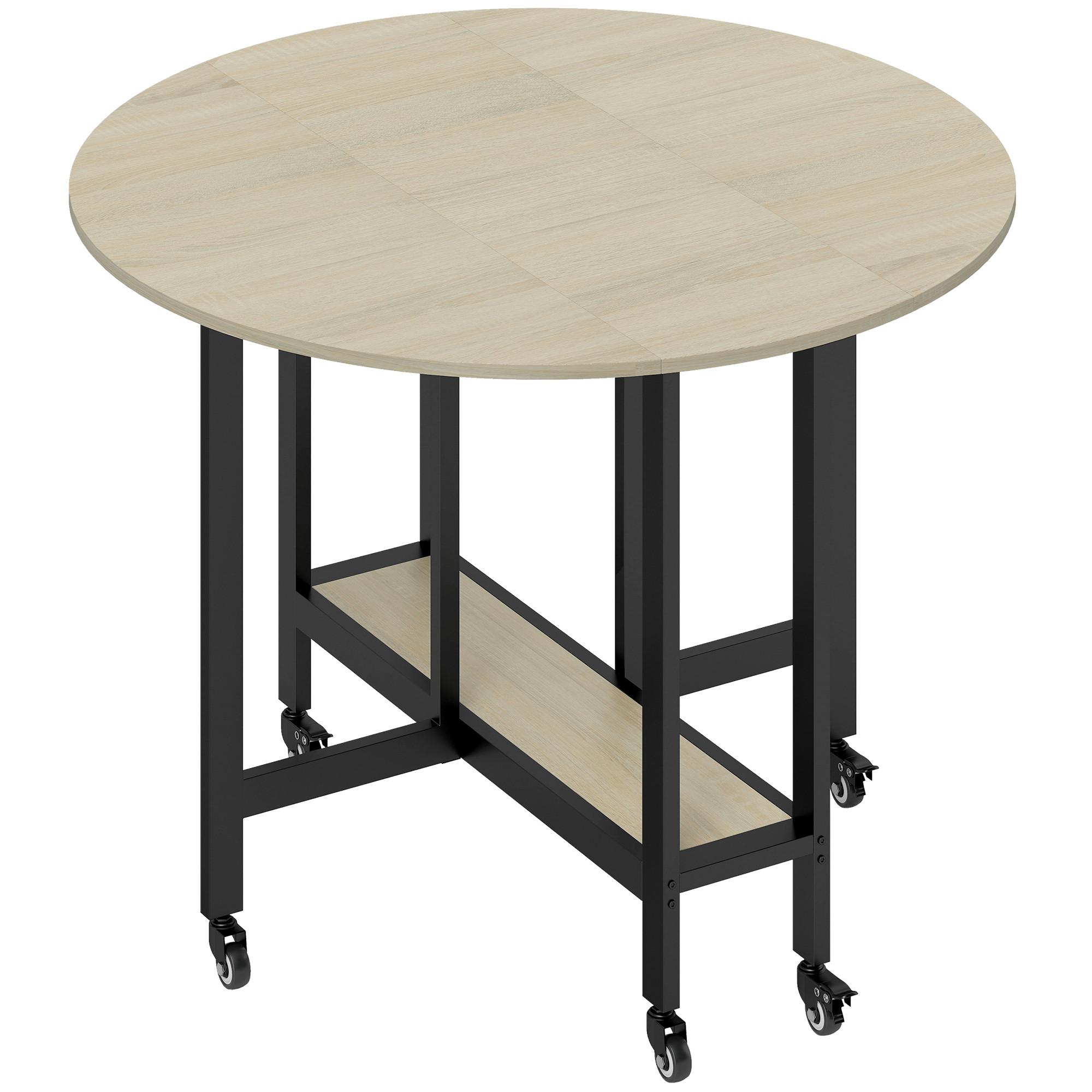 KLAPPTISCH Spanplatte Stahl Naturholz - Naturfarben, Holzwerkstoff (100/100/75cm) - HOMCOM