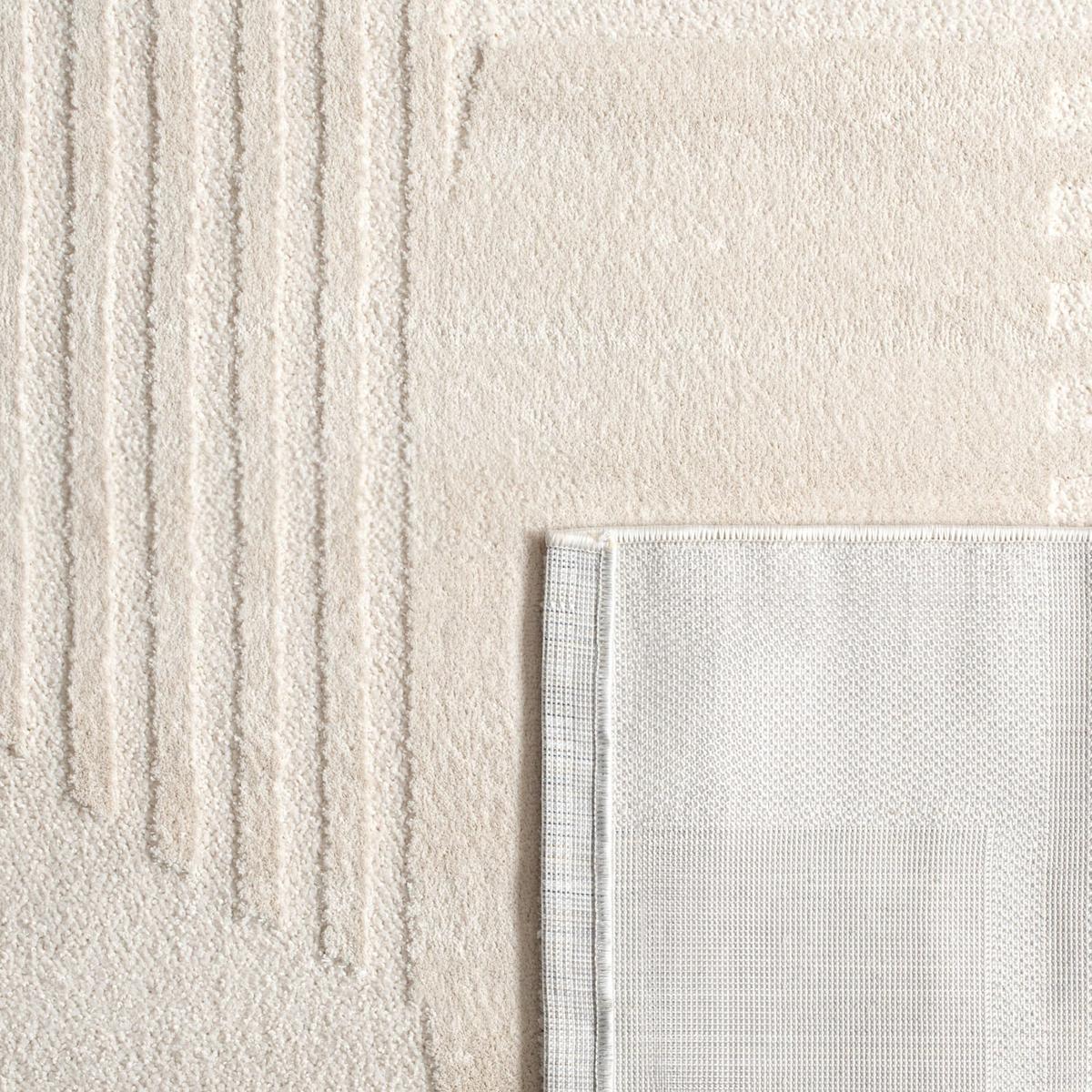KURZFLORTEPPICH, mit Struktur, aus Polyester, Florhöhe 10 mm, Creme, 120 x 170 cm - Beige, Textil (170/120cm) - KADIMA DESIGN