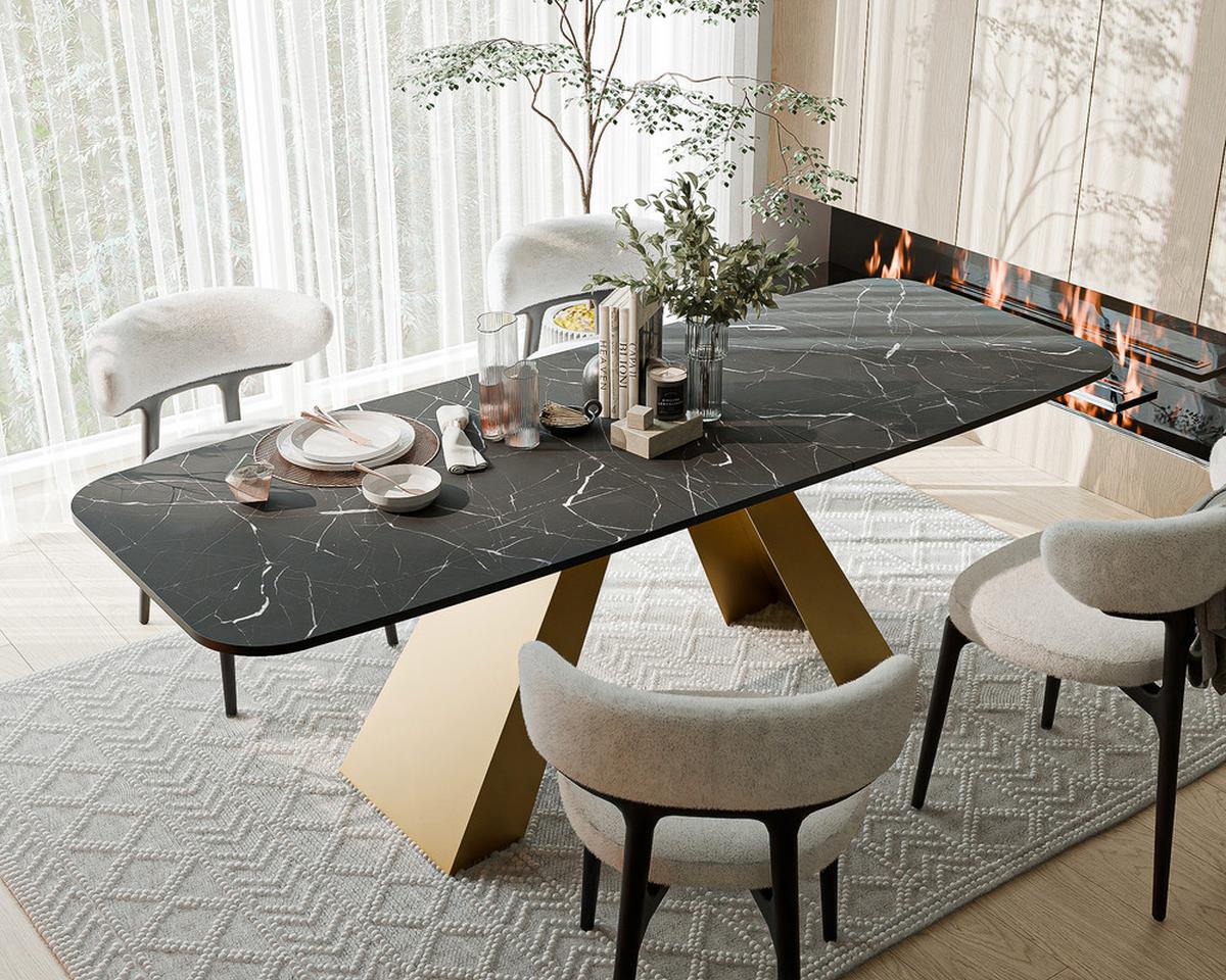 AUSZIEHTISCH ZENITH 180/90/76 cm mit Metallgestell, Gold / Grau - Goldfarben/Grau, Holzwerkstoff/Metall (90/180/76cm) - Idohome