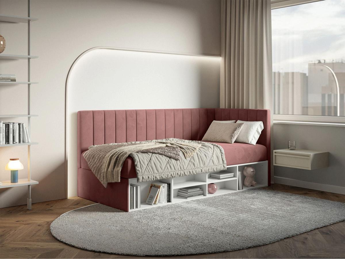 JUGENDBETT Ventrio Rosa Easy-Clean-Samtbezug 90x200 cm - Pink, Holz/Textil (90/200cm) - Selsey