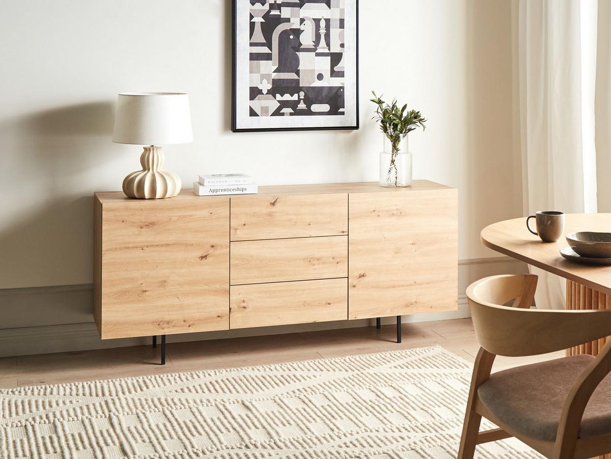 SIDEBOARD mit 2 Türen Hellbraun Kenora - Braun, Holzwerkstoff (163/72/41cm) - Beliani