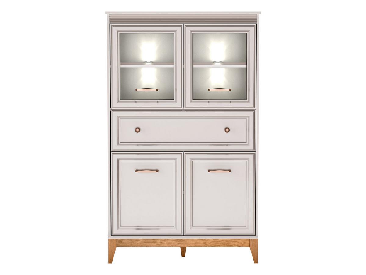 VITRINE Windsor W-05 mit Weißer LED-Beleuchtung - Kaschmir/Eichefarben, Holz/Holzwerkstoff (92/151/41cm) - MIRJAN24