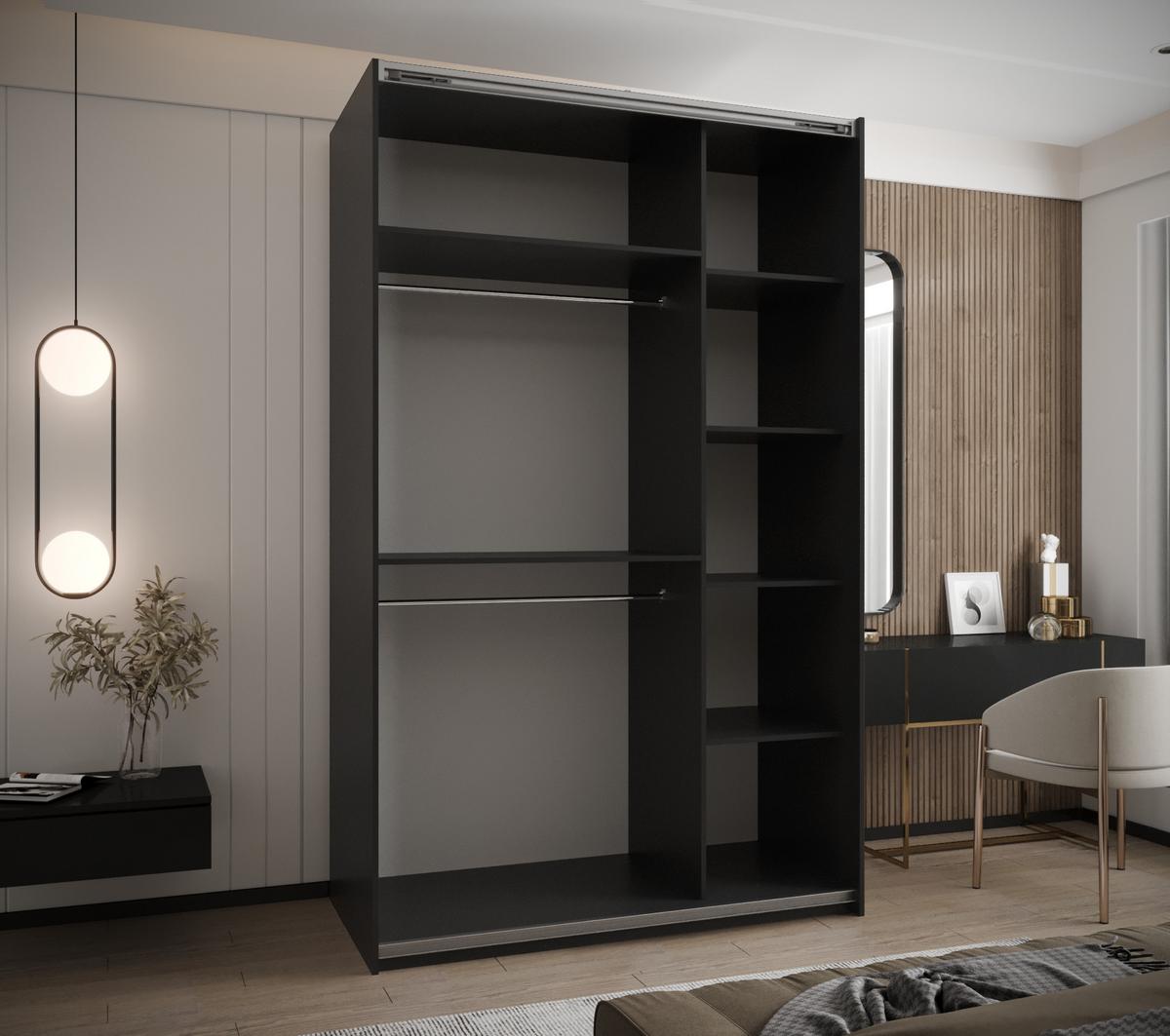 SCHWEBETÜRENSCHRANK 245,5/150/64 2-türig - Goldfarben/Schwarz, Holz/Metall (150/245/64cm) - Abiks Möbel