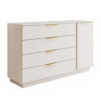KOMMODE LINA KASCHMIR 1D4S mit LED-Beleuchtung auf Sockel Gold Chrom - Kaschmir, Holzwerkstoff (138/84/40cm) - Lookway