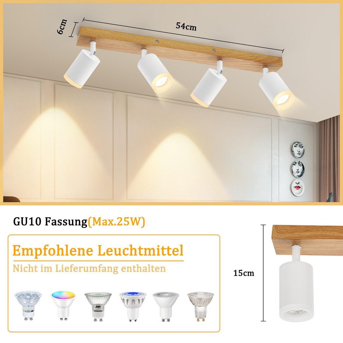 DECKENSTRAHLER Barsinghausen 4-flammig 54/6/15 cm - Weiß, Metall (54/6/15cm) - Nettlife