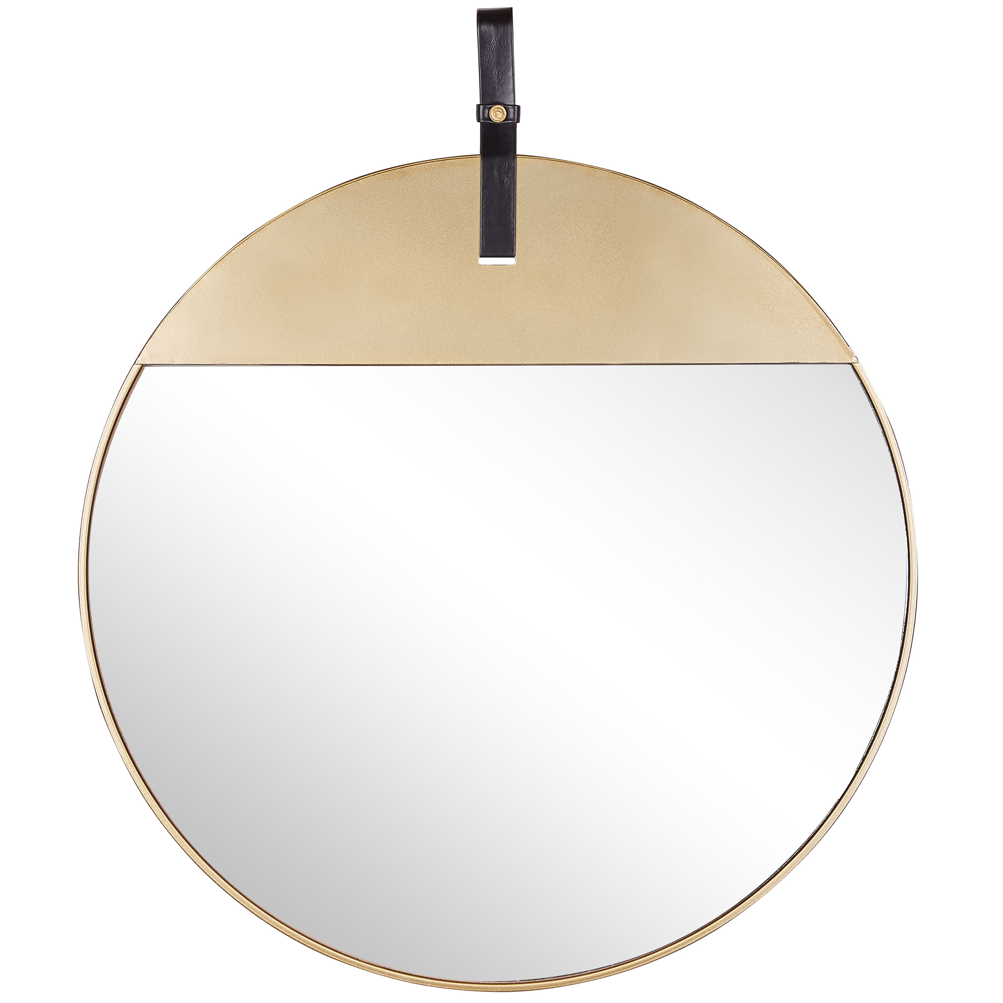 WANDSPIEGEL gold mit Aufhängeband 60 cm Gurs - Goldfarben/Braun, Metall (60/70/2cm) - Beliani