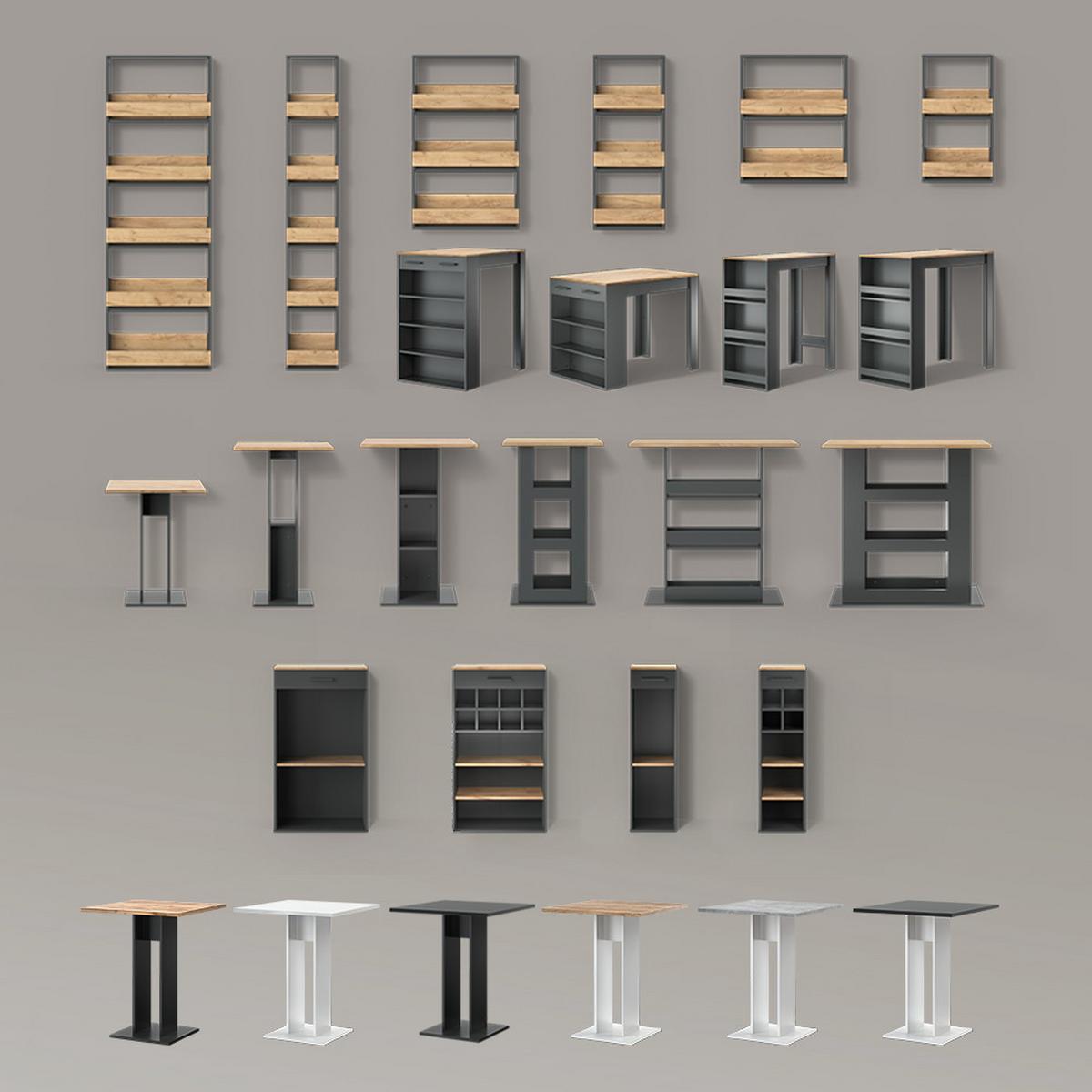 ESSTISCH Regusa Anthrazit/Weiß 67 x 100 cm - Anthrazit/Weiß, Holzwerkstoff (100/67/77.5cm) - Livinity®